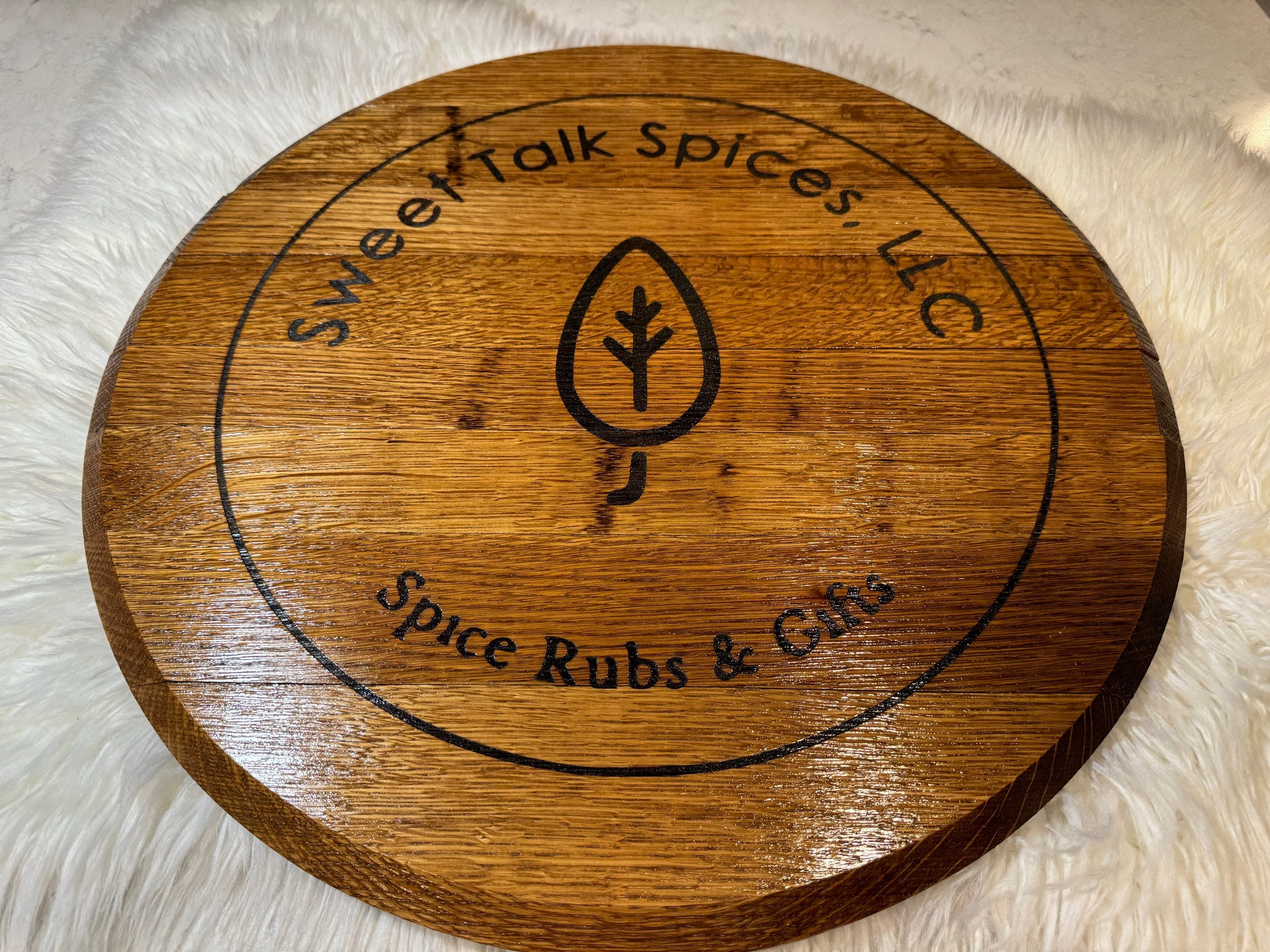 Custom Engraved Bourbon Barrel Head image 0