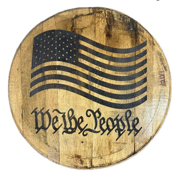 We The People Reclaimed Bourbon Barrel Head 22" x22"