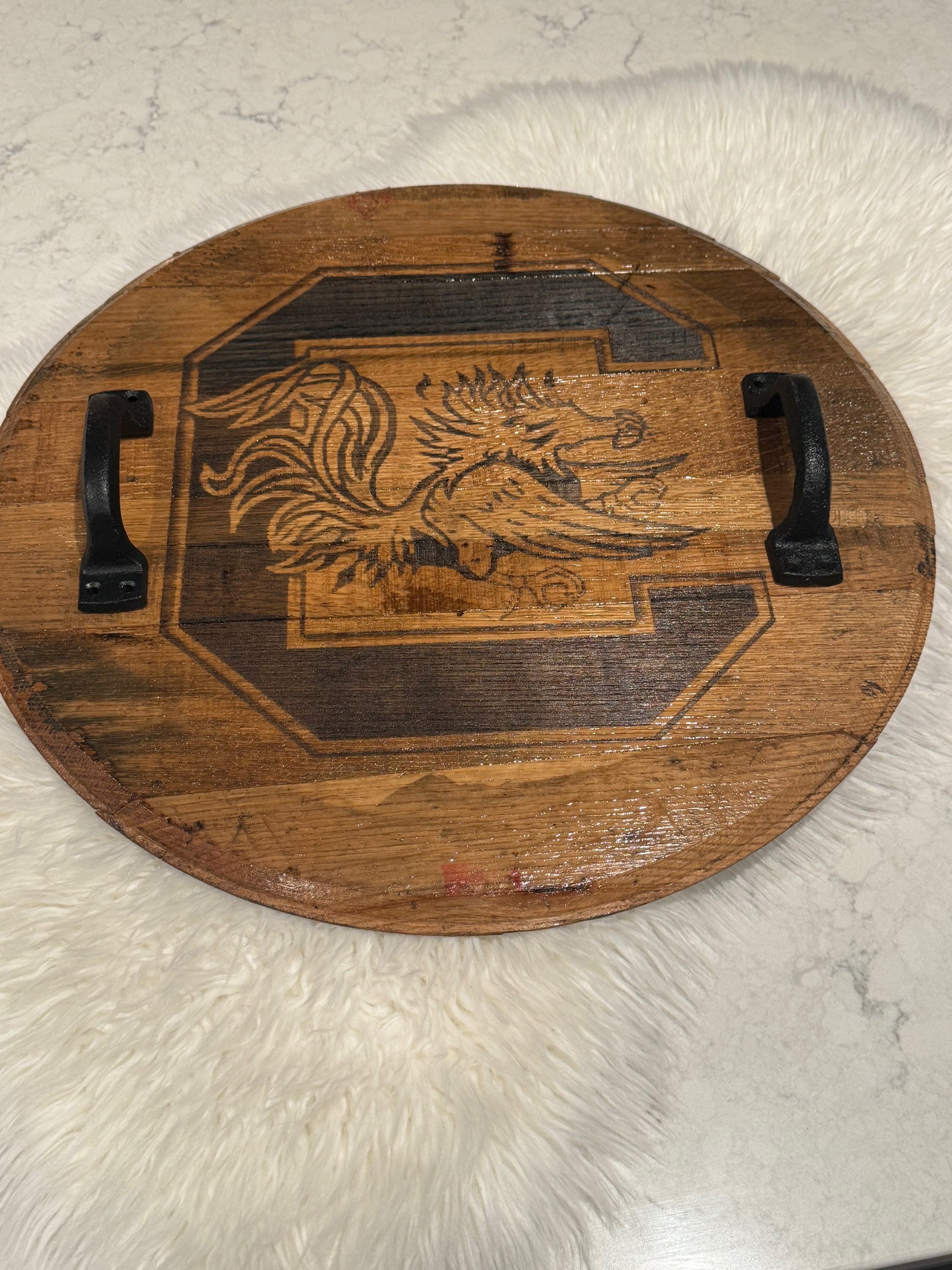 Custom Engraved Gamecock Bourbon Barrel Head image 4